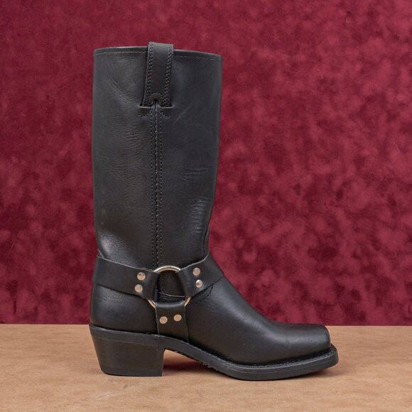 Frye Women Harness 12R Black Moto Biker Leather Mid Calf Boots 7M - Picture 9 of 9